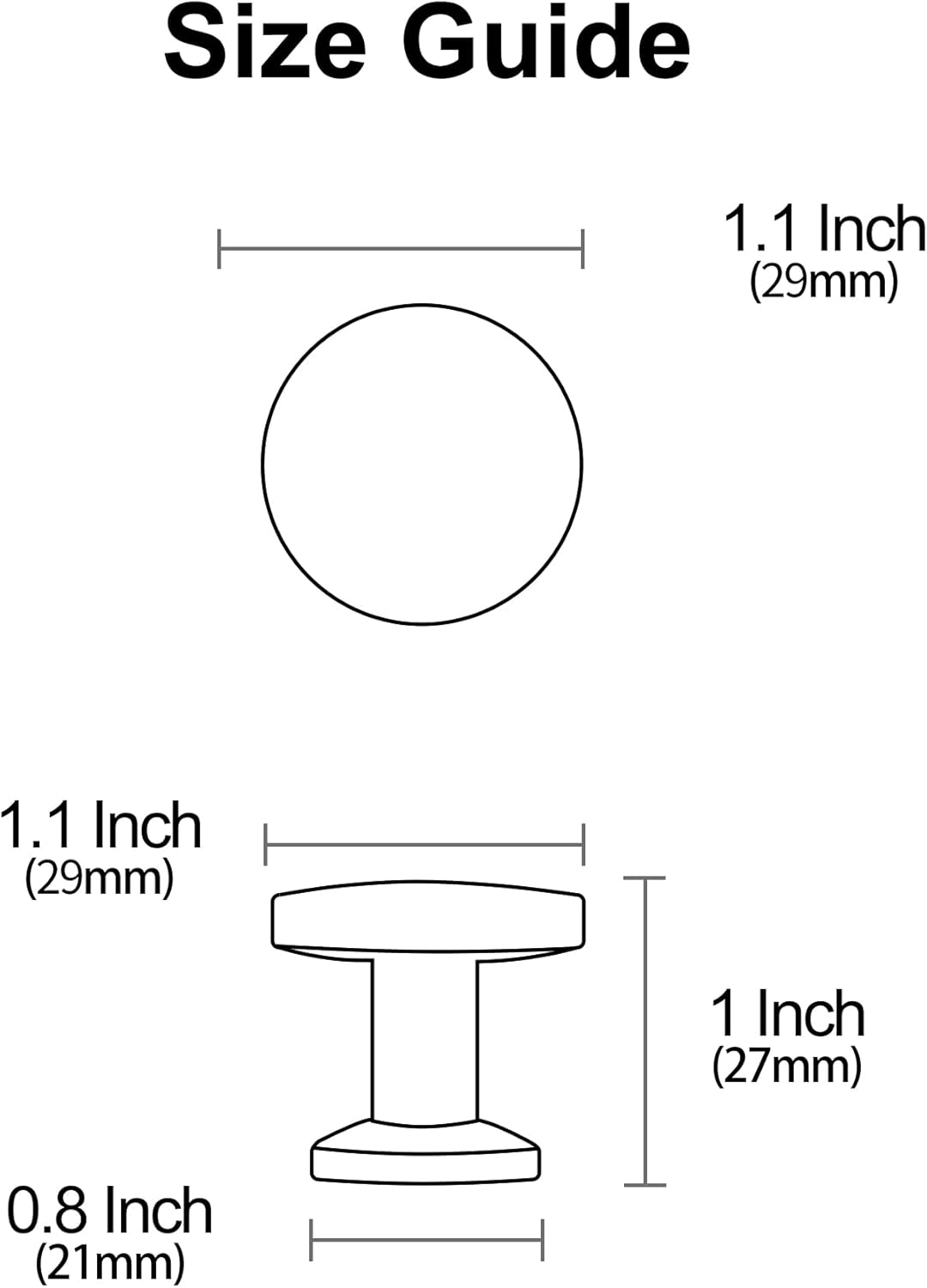 10 Pack Polished Chrome Cabinet Knobs, 1.1 Inch(30mm) Diameter Round Cabinet Knob Hardware for Kitchen Dresser Drawer