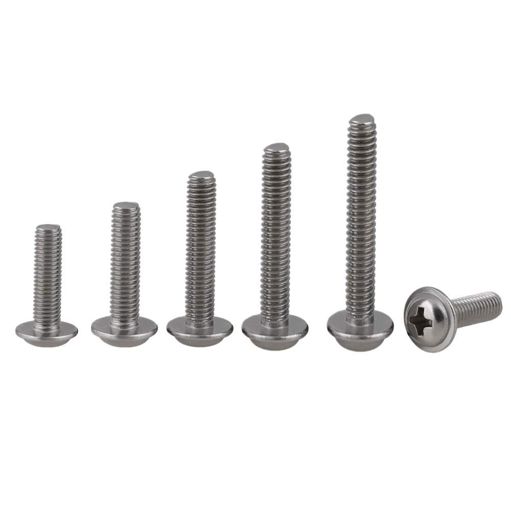 100pcs 304 Stainless Steel Machine Screws for Cabinet Drawer Knob Pull Handles Silver Screws Set Furniture Hardware(M4x20mm,25mm,30mm,35mm,40mm)