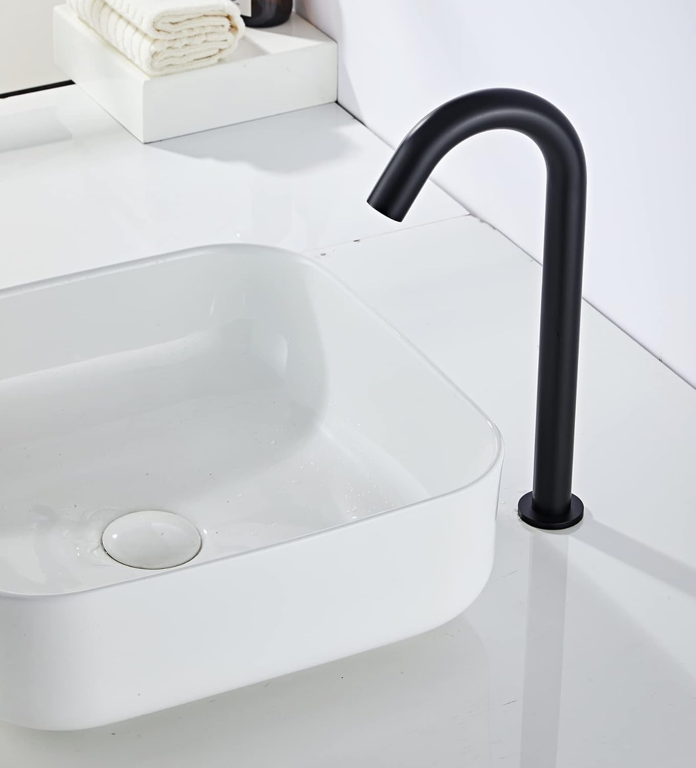Automatic Touchless Sensor Bathroom Faucet Black Kitchen Faucet Touch-Free Electric Motion Infrared Sensor Touchless Faucet Bathroom Public Vessel Sink Faucet