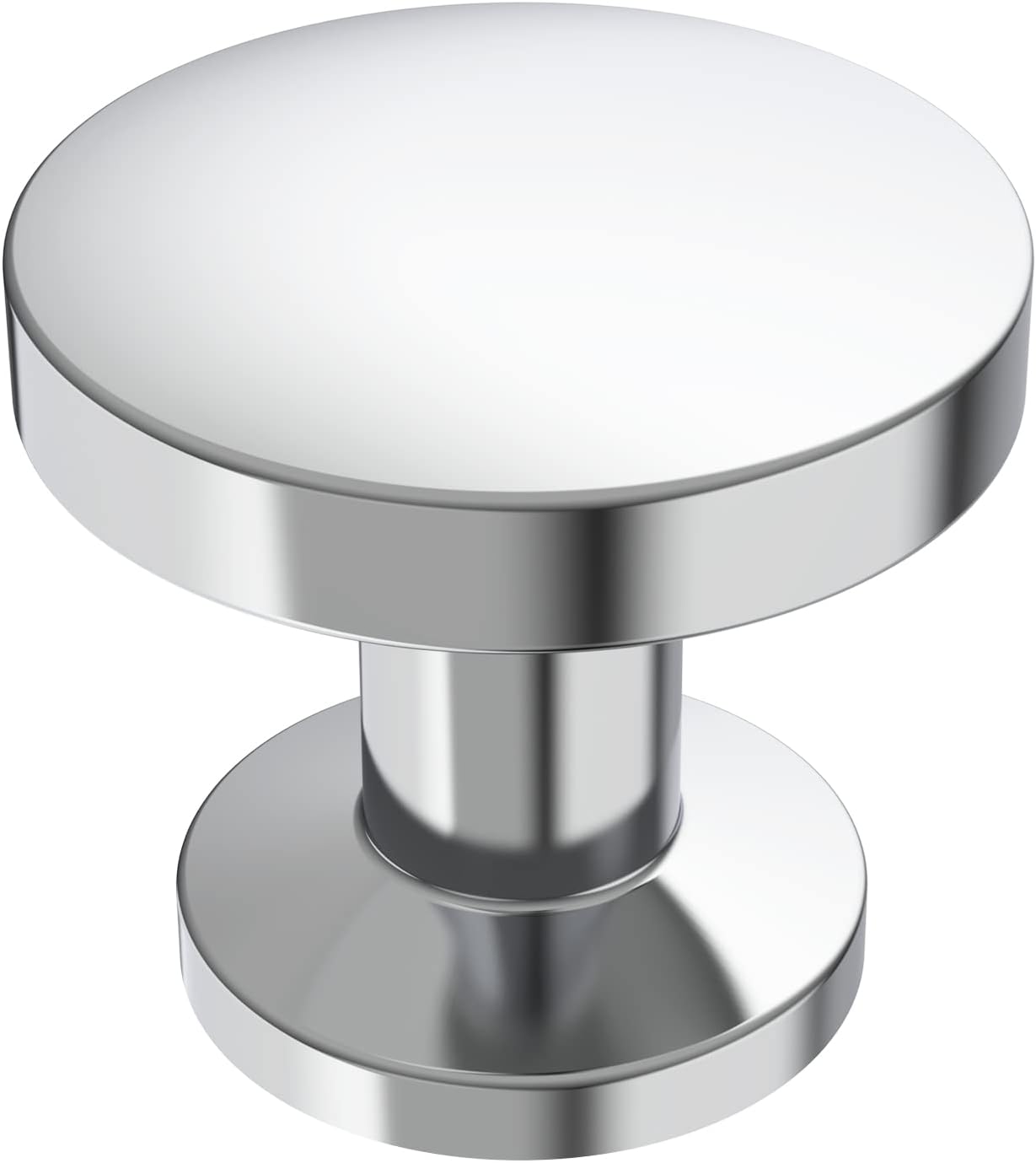 10 Pack Polished Chrome Cabinet Knobs, 1.1 Inch(30mm) Diameter Round Cabinet Knob Hardware for Kitchen Dresser Drawer