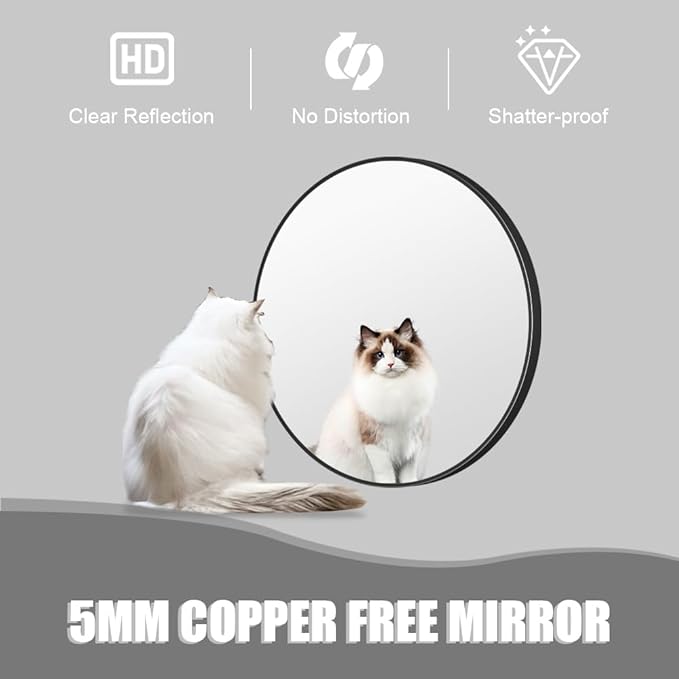 26inch Bathroom Round Mirror,Wall Mounted Vanity Mirror,Steel Frame,Black,Steel Frame