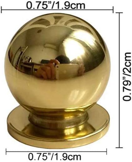 4pcs 19MM Diameter Round Solid Brass Pulls Antique Cabinet Drawer Small Handles Modern Minimalist Handles Knobs (3/4" x4/5"/19mmx20mm, Mirror Polish)