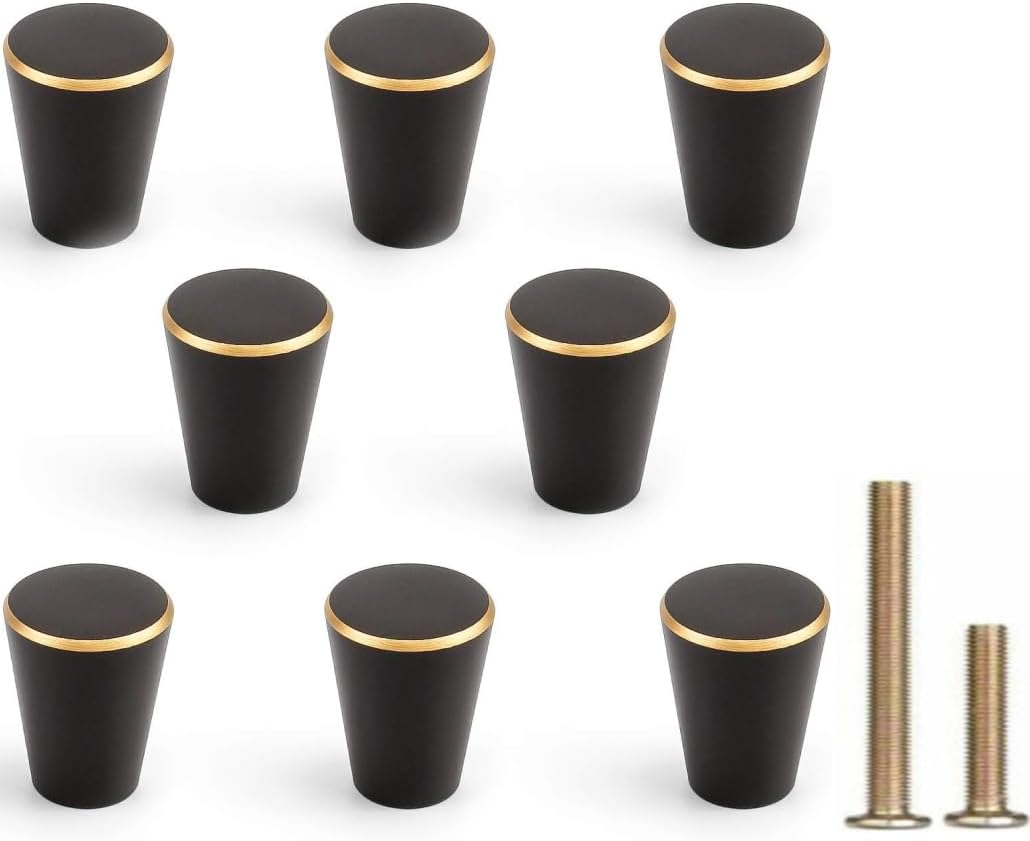 8Pcs 0.79"x0.98" Solid Brass Dresser Drawer Knobs and Pulls Black Cabinet Pulls Furniture