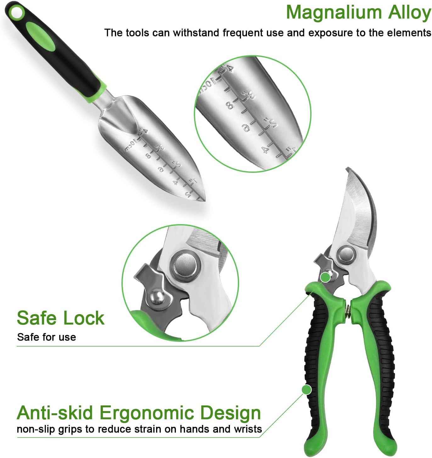 Garden Tool Set with Non Slip Rubber Grip,8 Piece Stainless Steel Gardening Tool Sets,Heavy Duty Outdoor Hand Tools