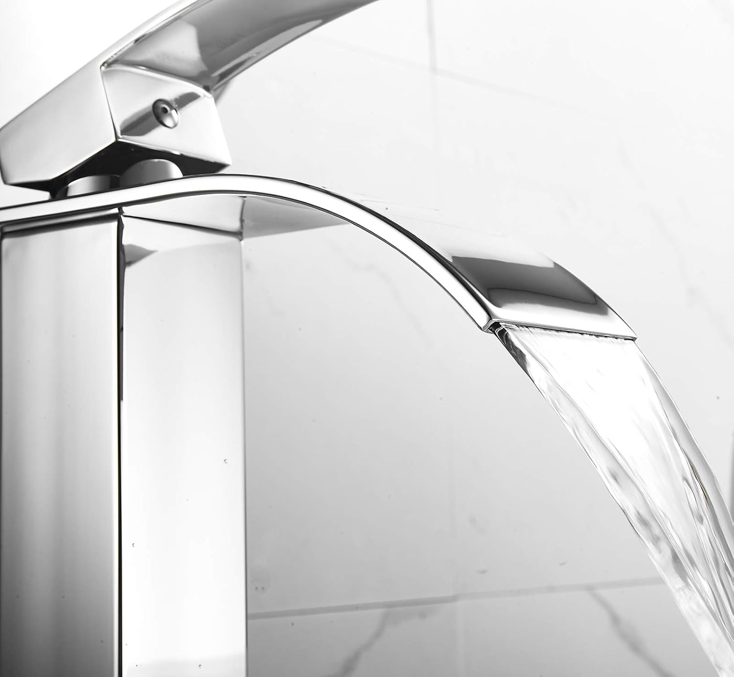 Chrome Bathroom Faucet Waterfall Single Hole One Handle Vanity Bathroom Sink Faucet Deck Mount Commercial Lavatory Bath Mixer Tap