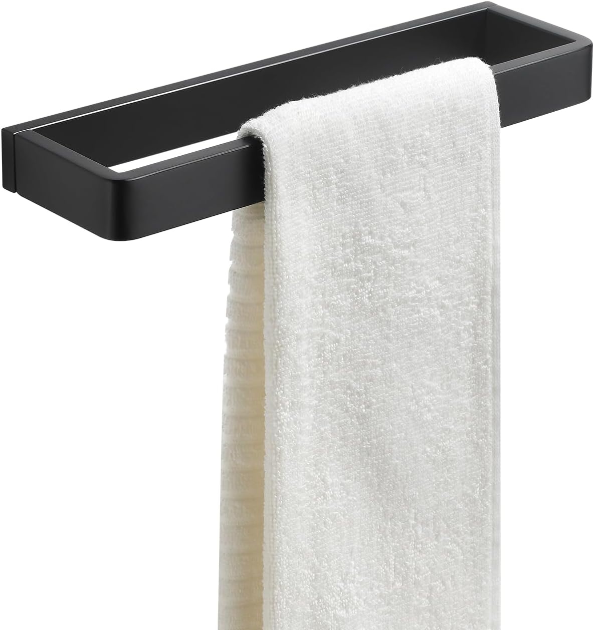 Bathroom Towel Bar Matte Black, 11.8 Inch 304 Stainless Steel Bath Accessories Towel Rack Hanger, Bathroom Kitchen Square Hand Towel Holder Wall Mounted