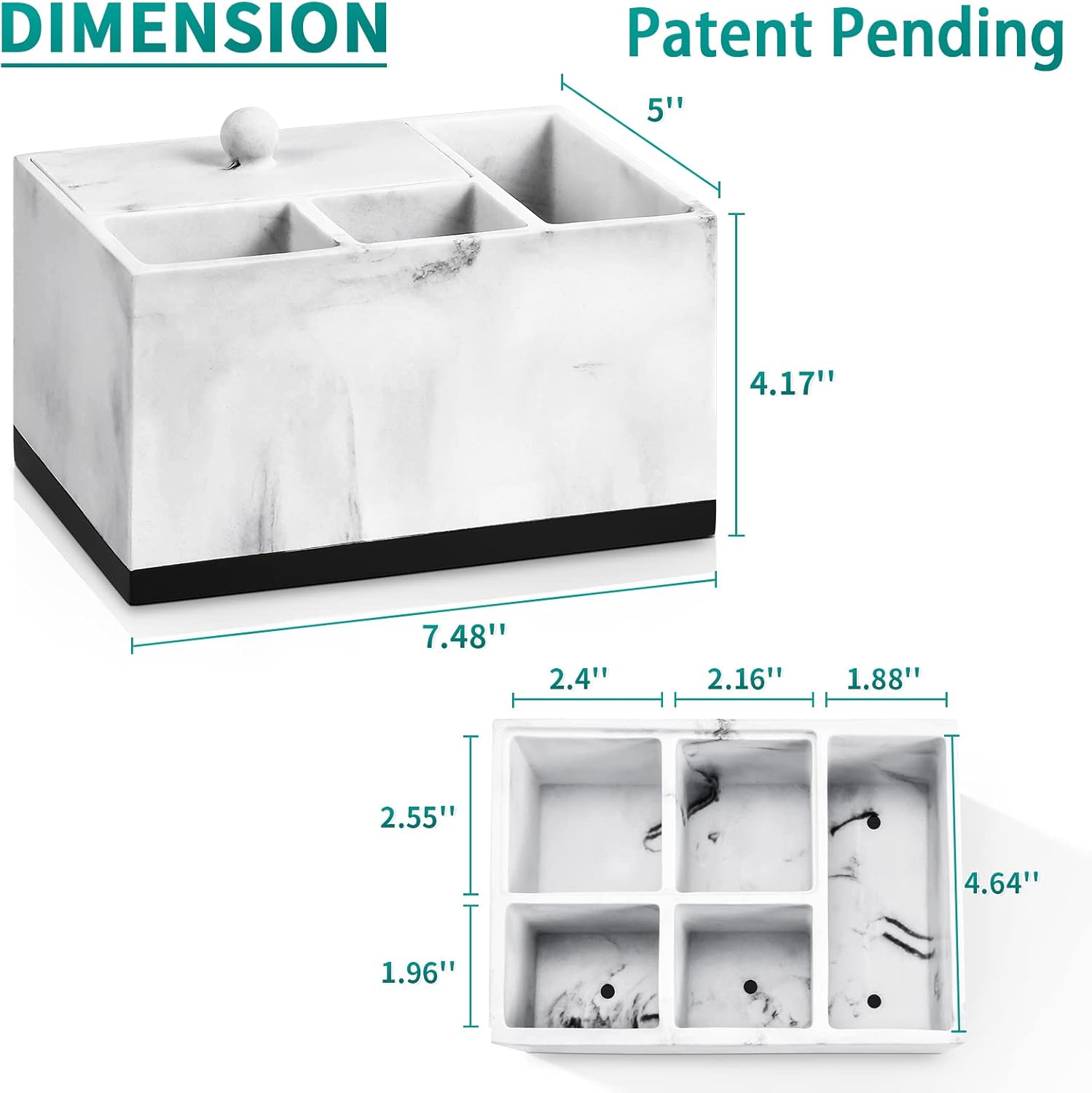 Toothbrush Holders for Bathrooms, Bathroom Countertop Organizer for Vanity/Sink/Cotton Swab, 5 Slots Tooth Brush/Toothpaste Holder Storage