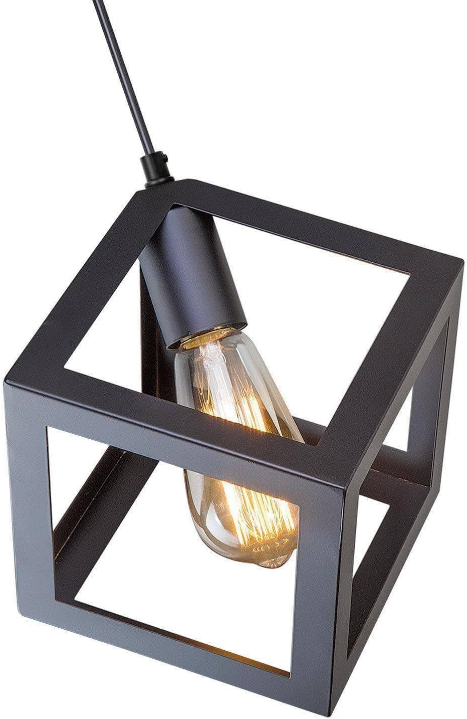 Black Pendant Lighting, Geometric Modern Cage Hanging Light Ceiling Fixture