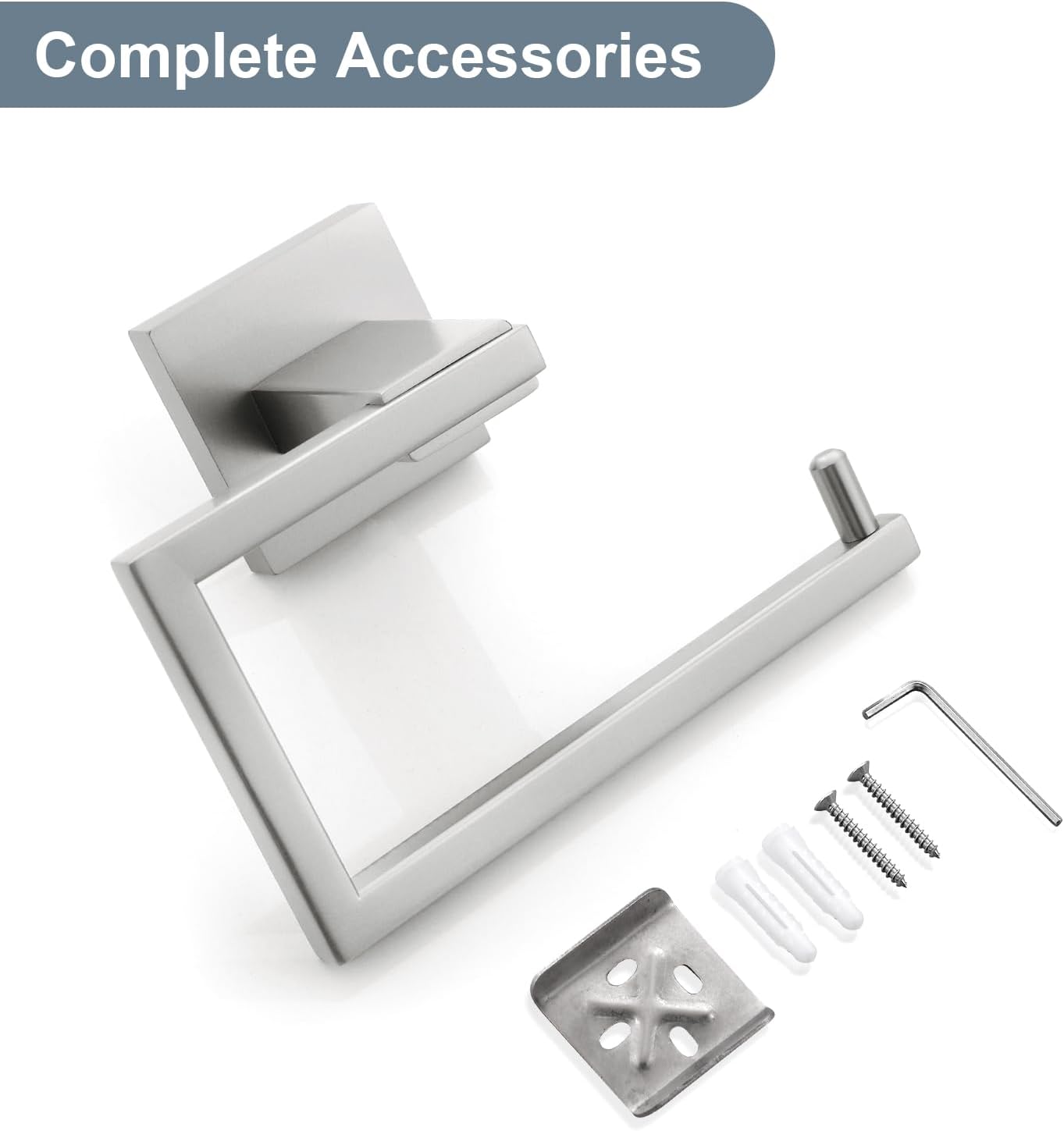 Brushed Nickel Toilet Paper Holder, Bathroom Toilet Roll Holder, Stainless Steel Modern Square Tissue Roll Holders Wall Mounted for Bathroom Kitchen Washroom