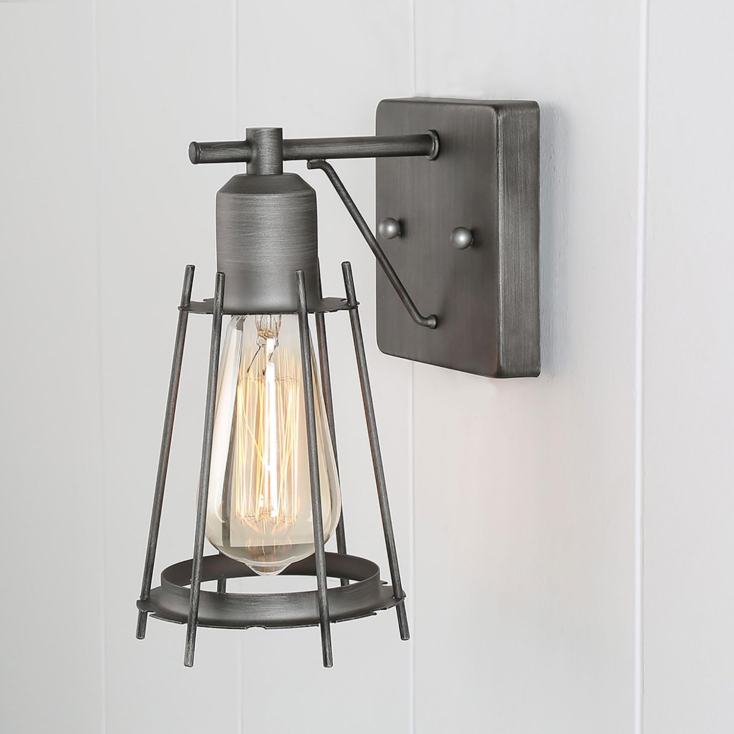 Sconces Wall Lighting, Industrial Brushed Silver Indoor Wall Sconce Light Fixture for Bathroom Bedroom Hallway