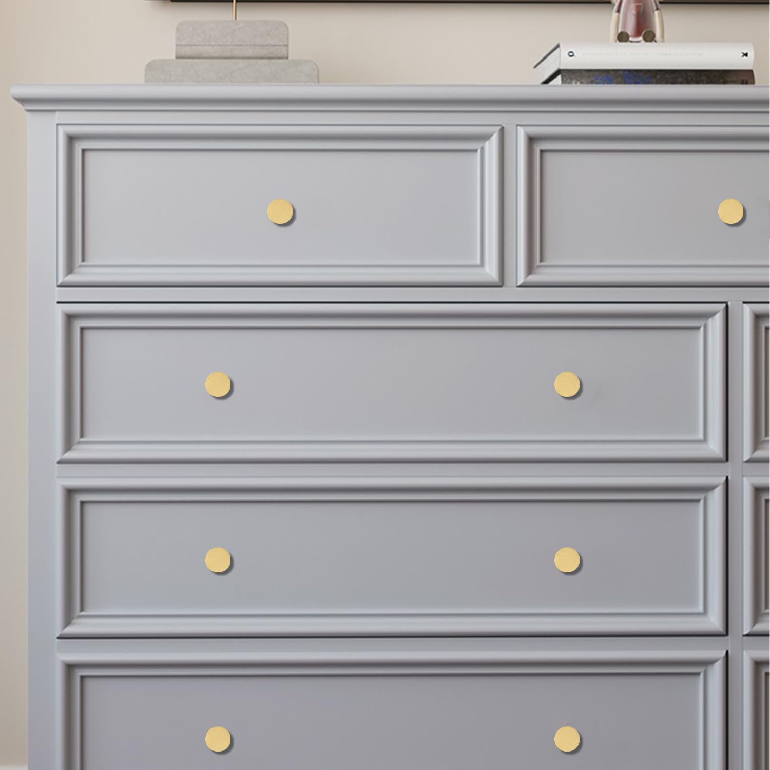 4pcs Solid Brass Cabinet Knobs Pulls Cabinet Drawer Dresser Gold Knobs Modern Handles Knobs(1"x1"/25mmx25mm),Brushed Brass Finish