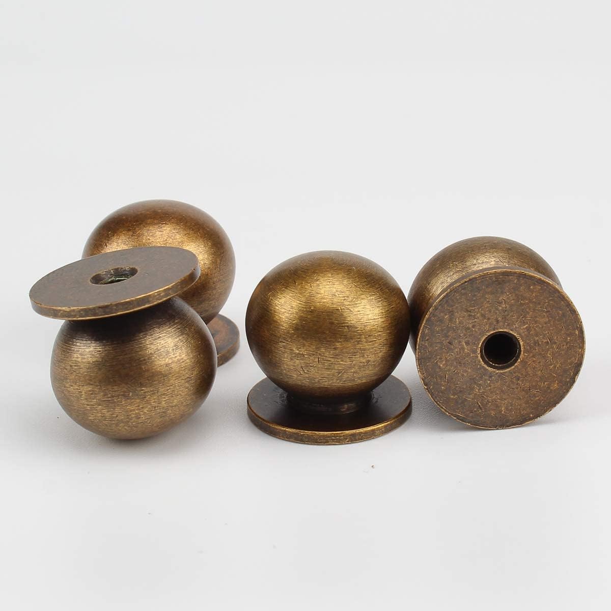 4Pcs 1-1/8 Inch Round Solid Brass Pulls Antique Brass Cabinet Drawer Knobs Handles Modern Kitchen Handles Knobs