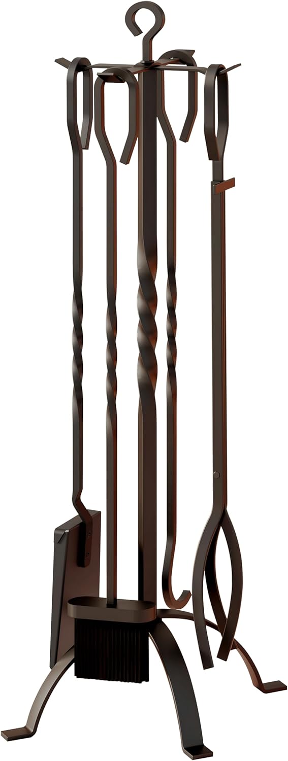 5 Pieces Fireplace Tools Sets Fireplace Accessories Tools Holder with Handles Tools for Indoor Fireplace Decor Outdoor Fire Pit Modern Tool