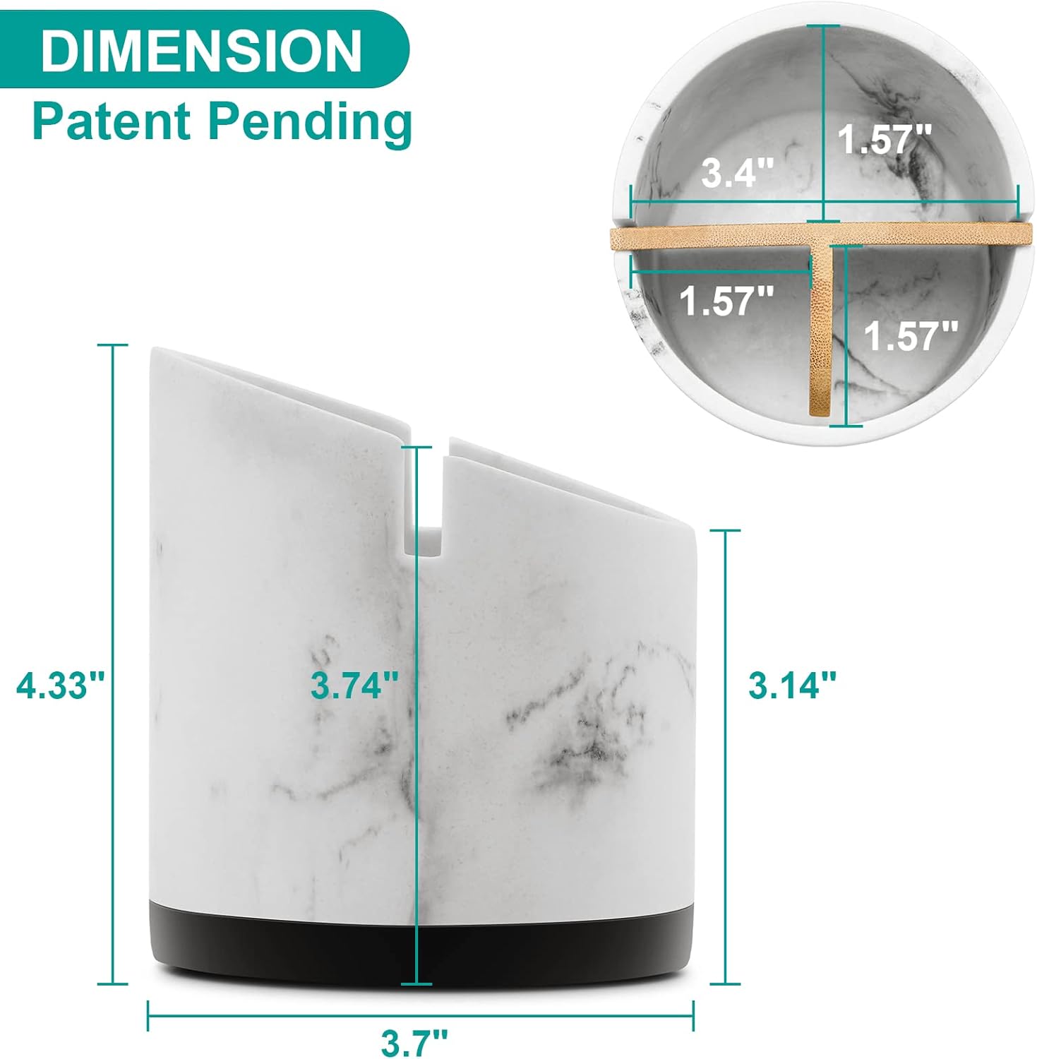 Toothbrush Holders for Bathrooms, 3 Slots Toothpaste Holder Storage, Marble Look Bathroom Organizer Countertop for Sink/Vanity/Makeup Brush