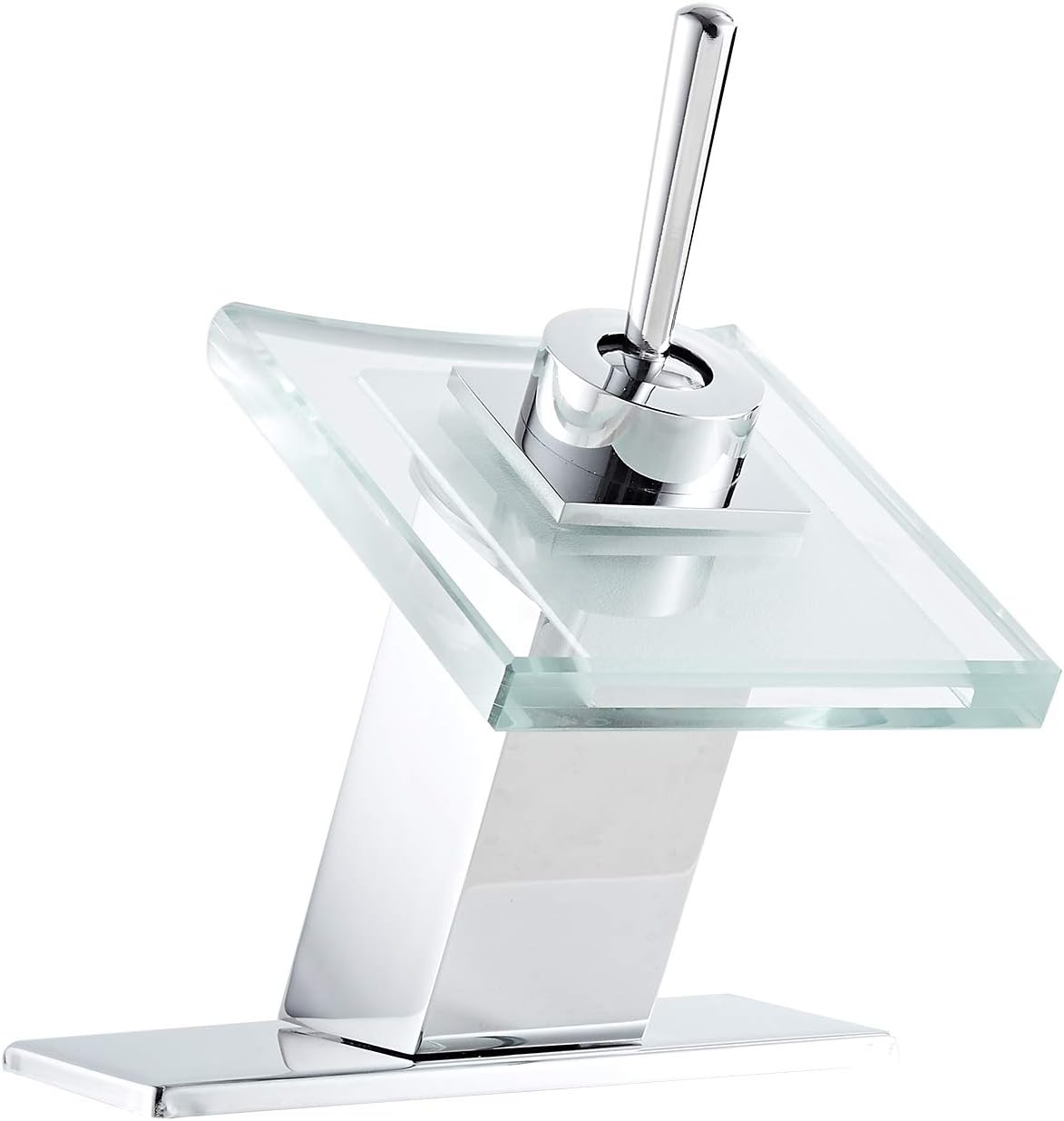 Bathroom Faucet Glass Spout Waterfall One Handle Single Hole Basin Vanity Bathroom Sink Faucet Chrome Modern Solid Brass Lavatory Bath Bathtub Faucets Mixer Tap Commercial Unique Designer