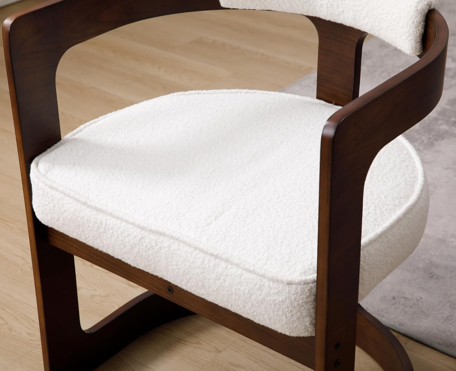 Modern Barrel Dining Chair Linen Upholstered Accent Chair with Arm Comfy Dining Room Chair with Black Wood Frame