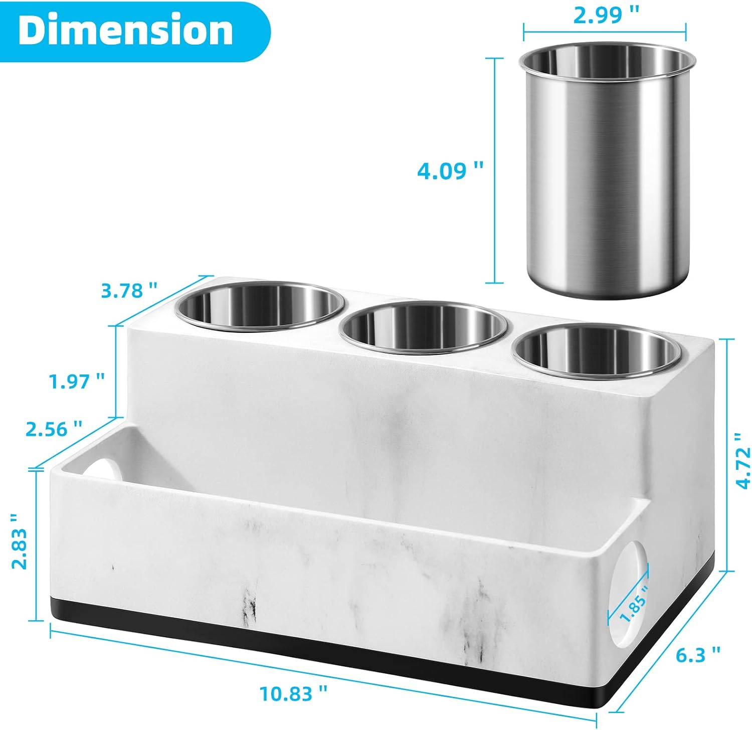 Resin Hair Tool Organizer, Hair Dryer and Straightener Holder Countertop, Blow Dryer Holder Bathroom Organizer Storage for Vanity Makeup/Styling Tools/Curling Iron, White Marble Look