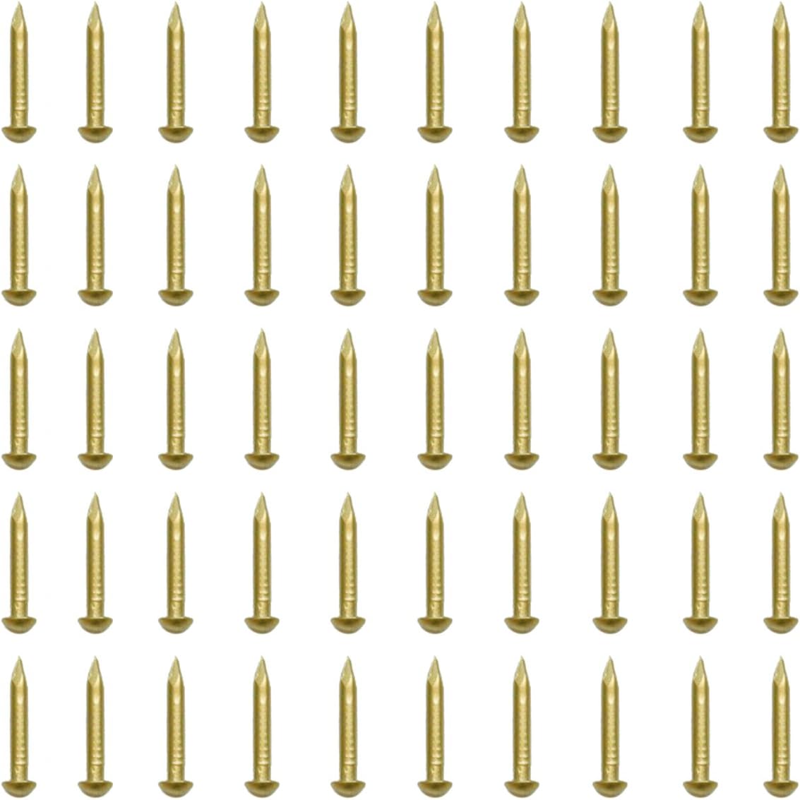 100 PCS 0.08'' x 0.79'' Round Head Brass Nails for Hinges Boxes Craft Projects(DIY)