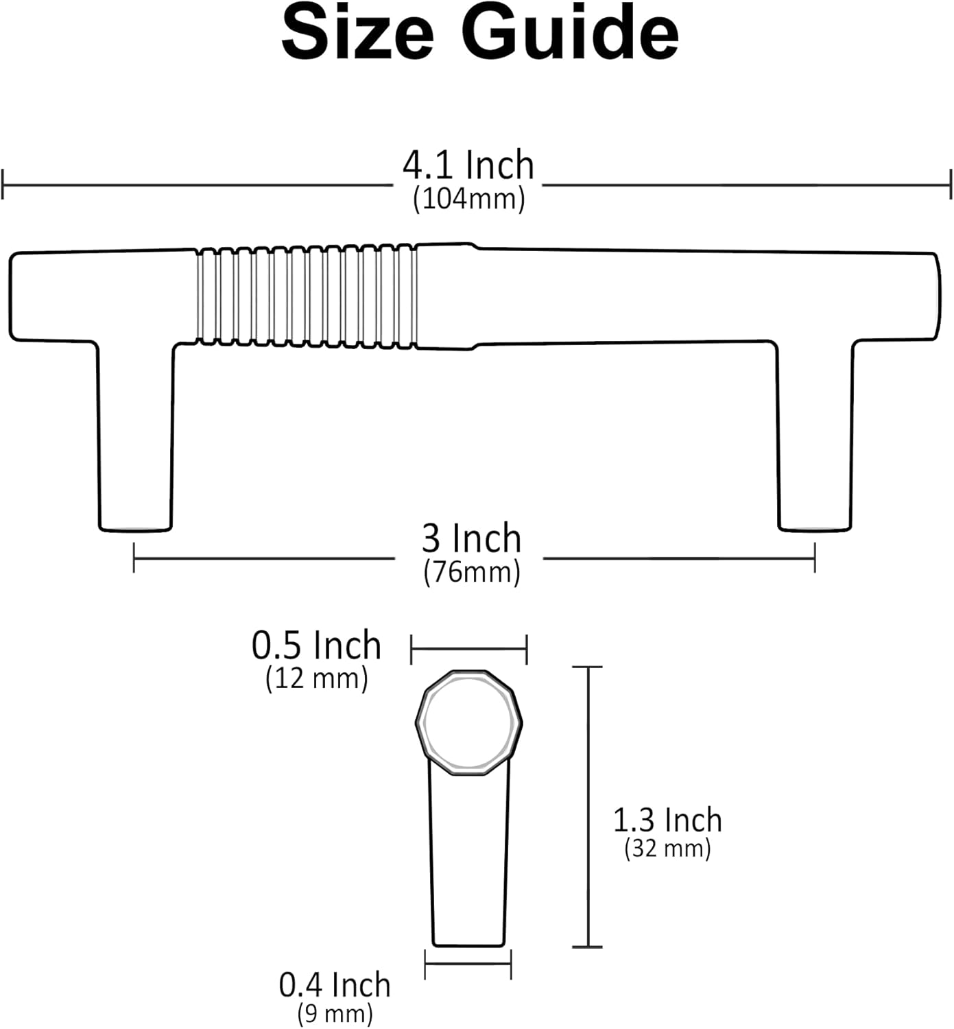 6 Pack Brushed Satin Nickel Cabinet Pulls, 3 Inch(76mm) Hole Centers Cabinet Handles T Bar Kitchen Hardware for Cabinets and Drawers