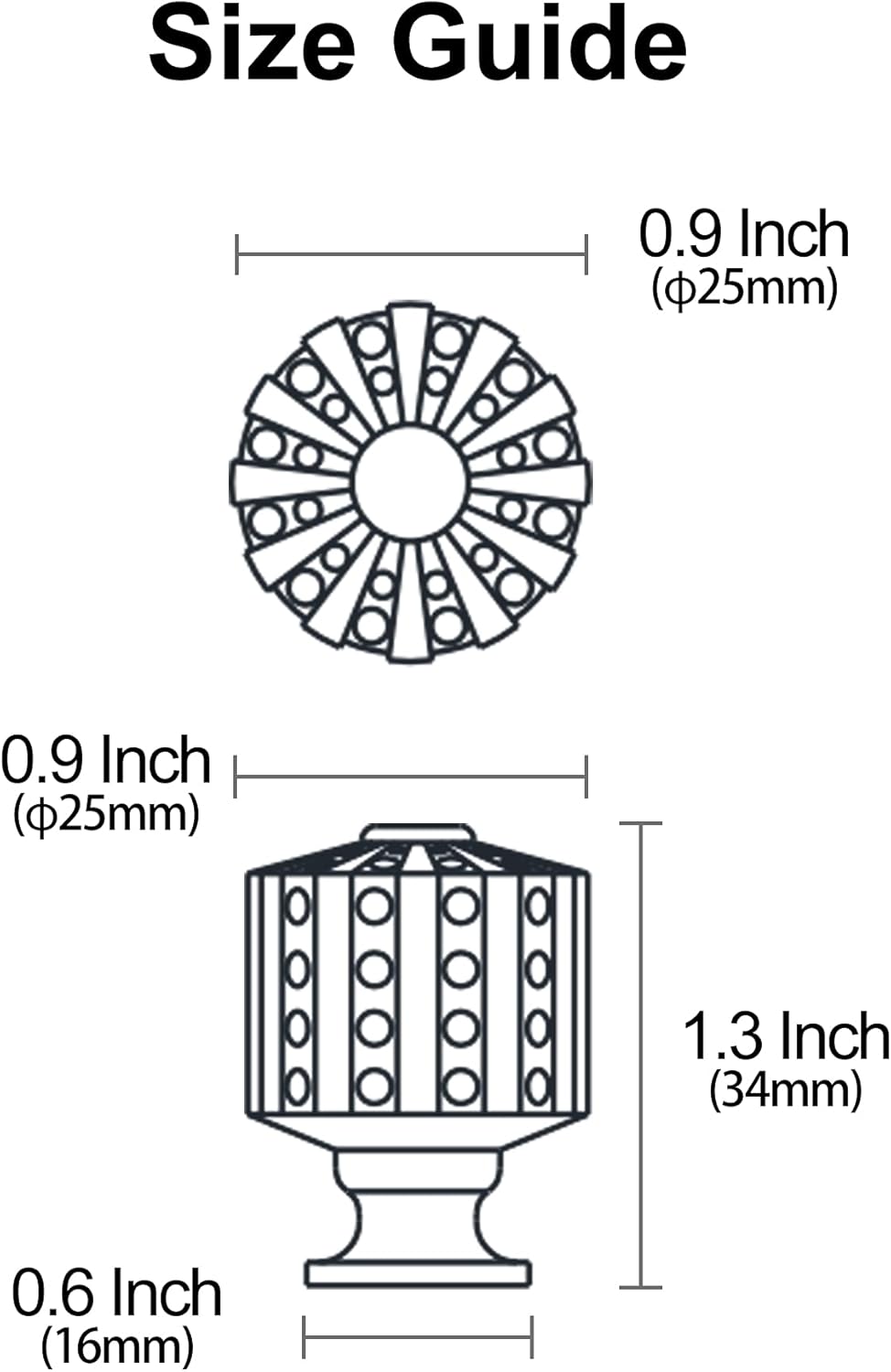 5 Pack Black Nickel Cabinet Knobs, 1 Inch(27mm) Cabinet Hardware Cylinder Crystal Knobs for Cabinets and Drawers