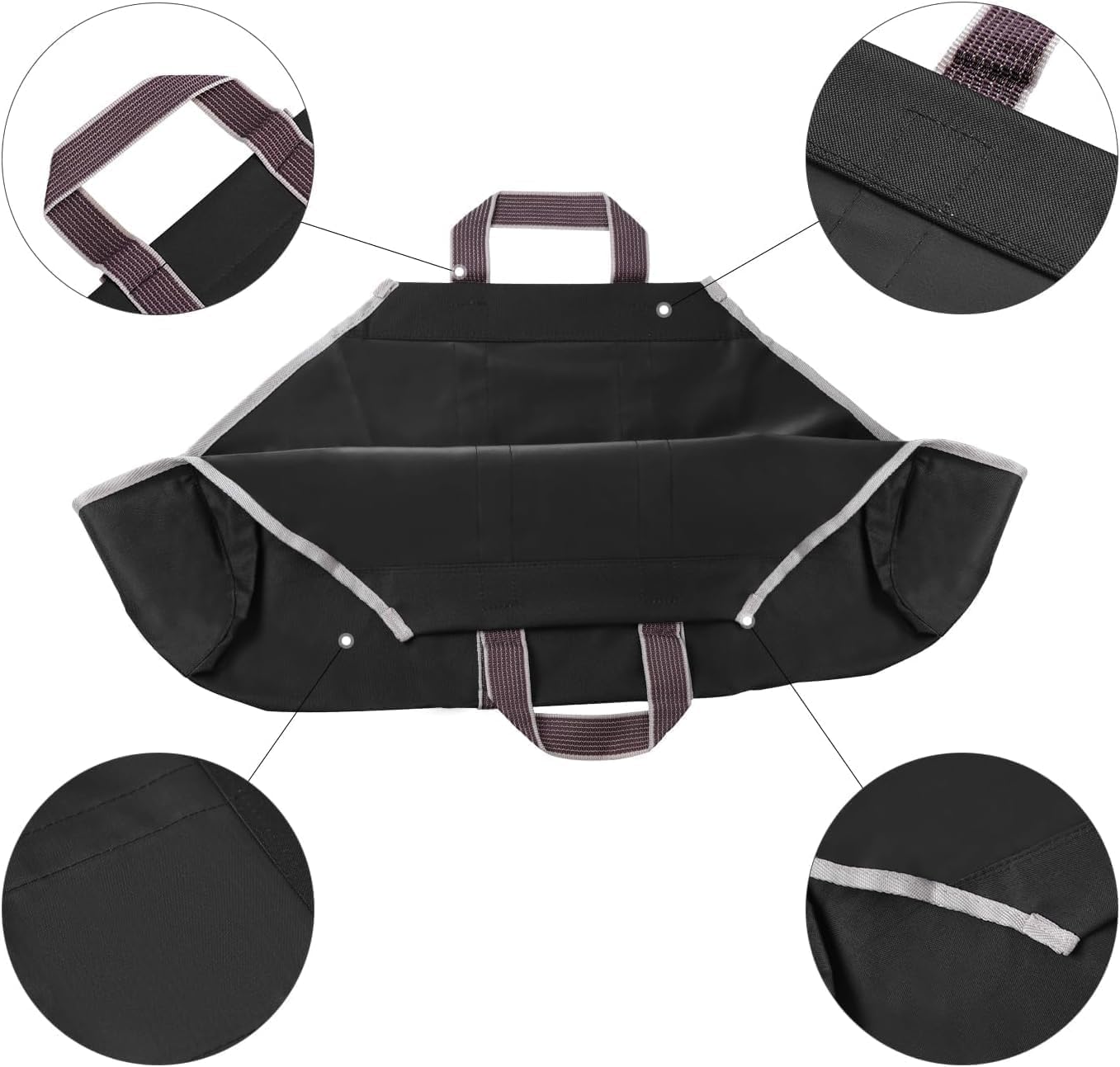 Large Canvas Log Tote Bag Carrier Indoor Fireplace Firewood Holder Woodpile Rack Fire Wood Carriers