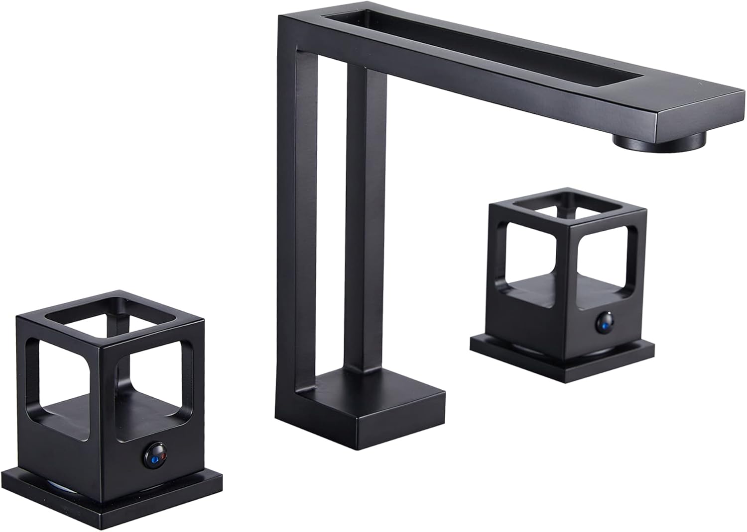 Bathroom Sink Faucet Widespread Black Bathroom Faucet 3 Hole 2 Handles Faucet for Bath Sink Hollow Out Design Modern Vanity with Water Supply Lines Bathtub 8-16inch Mixer Tap