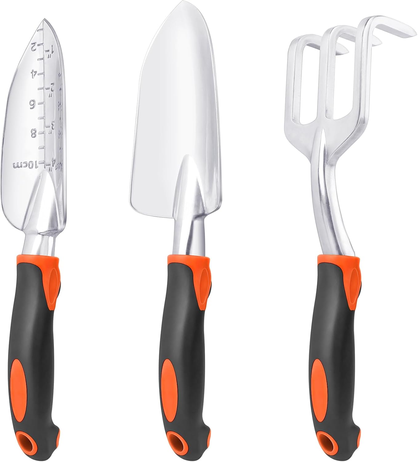 3 Pack Heavy Duty Gardening Tools Set Include Garden Shovel, Transplant Trowel and Hand Rake with Ergonomic Handle