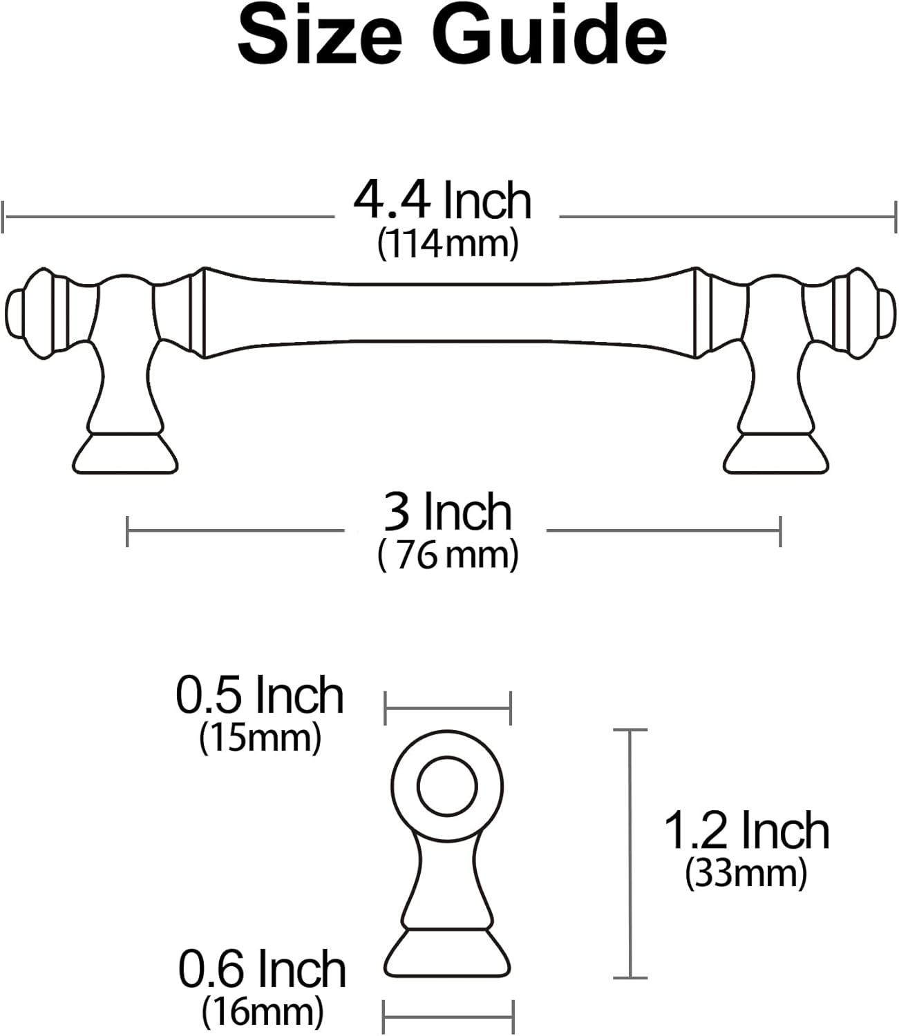 10 Pack Polished Chrome Cabinet Pulls, 3 Inch(76mm) Hole Centers Cabinet Handles Kitchen Hardware Straight Drawer Handle Pull