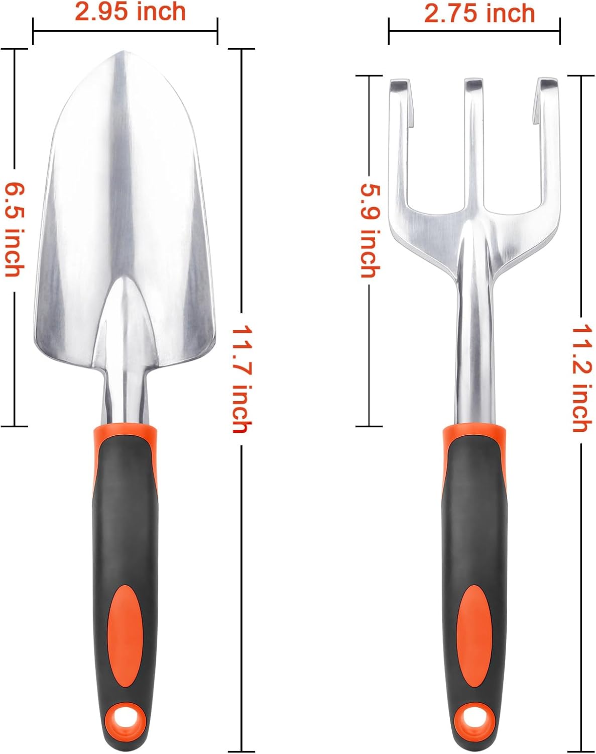 2 Pack Heavy Duty Gardening Tools Set Include Garden Shovel and Hand Rake Claw Tool with Ergonomic Handle, Small Gardening Hand Tools for Digging