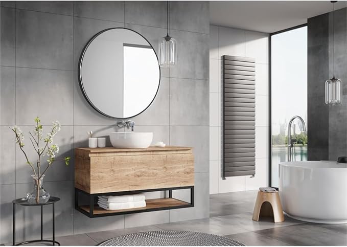 26inch Bathroom Round Mirror,Wall Mounted Vanity Mirror,Steel Frame,Black,Steel Frame