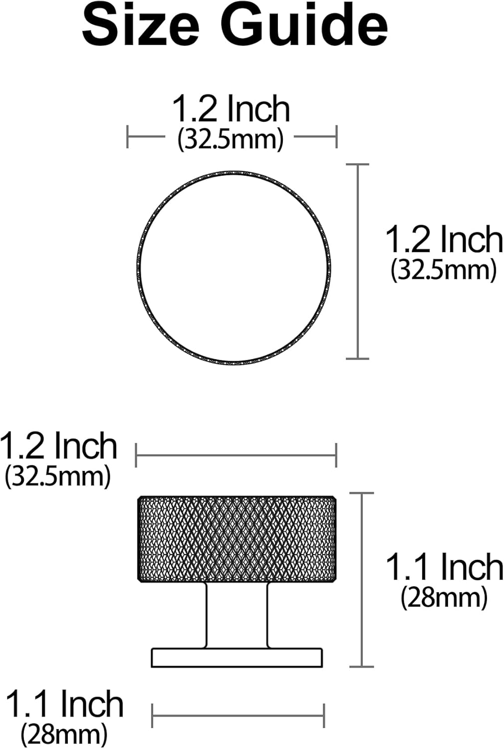 10 Pack Brushed Satin Nickel Cabinet Knobs, 1.2 Inch Diameter Kitchen Cabinet Hardware Knurled Round Knobs for Cabinets and Drawers
