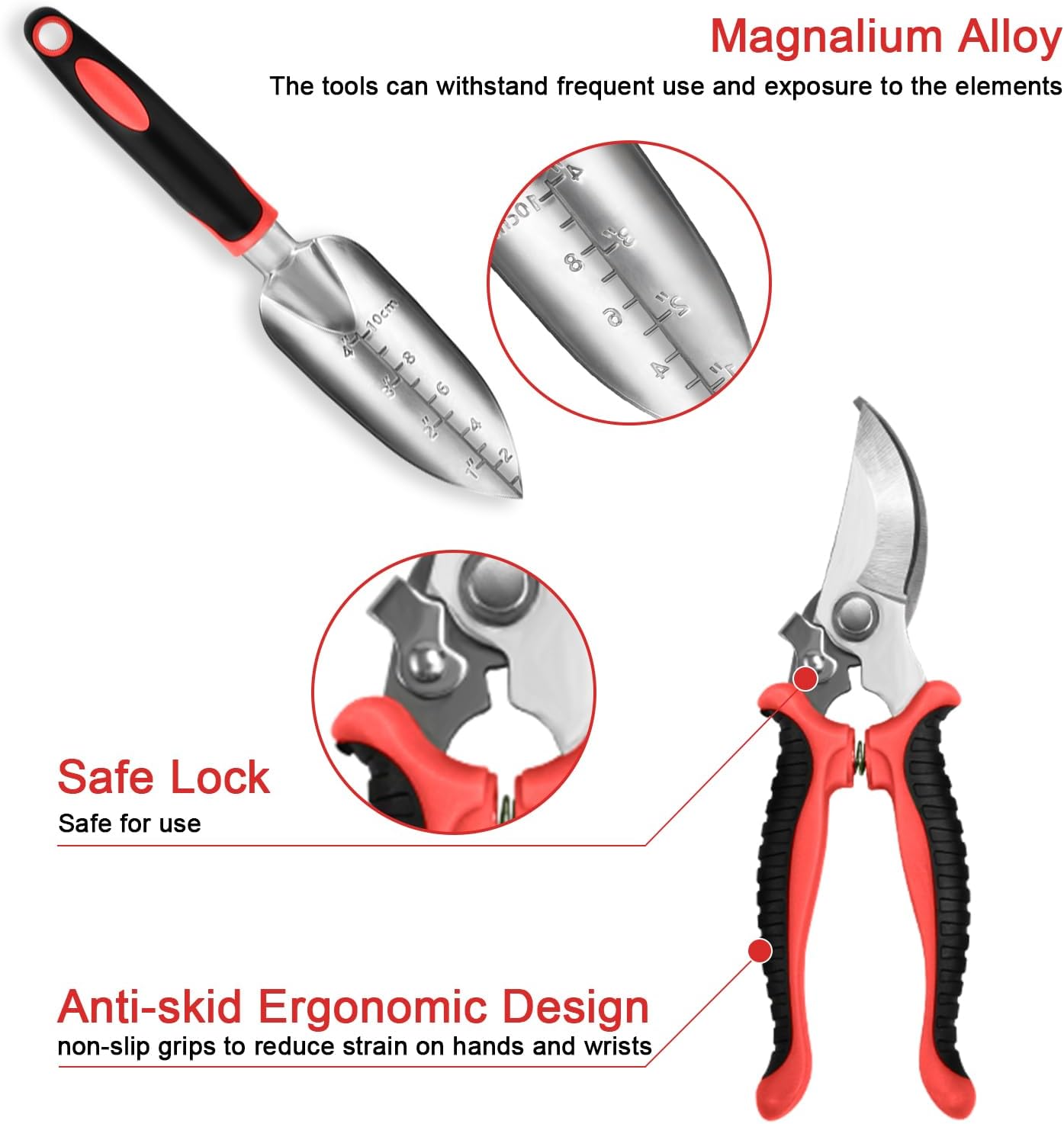 Garden Tool Set with Non Slip Rubber Grip,8 Piece Stainless Steel Gardening Tool Sets,Heavy Duty Outdoor Hand Tools