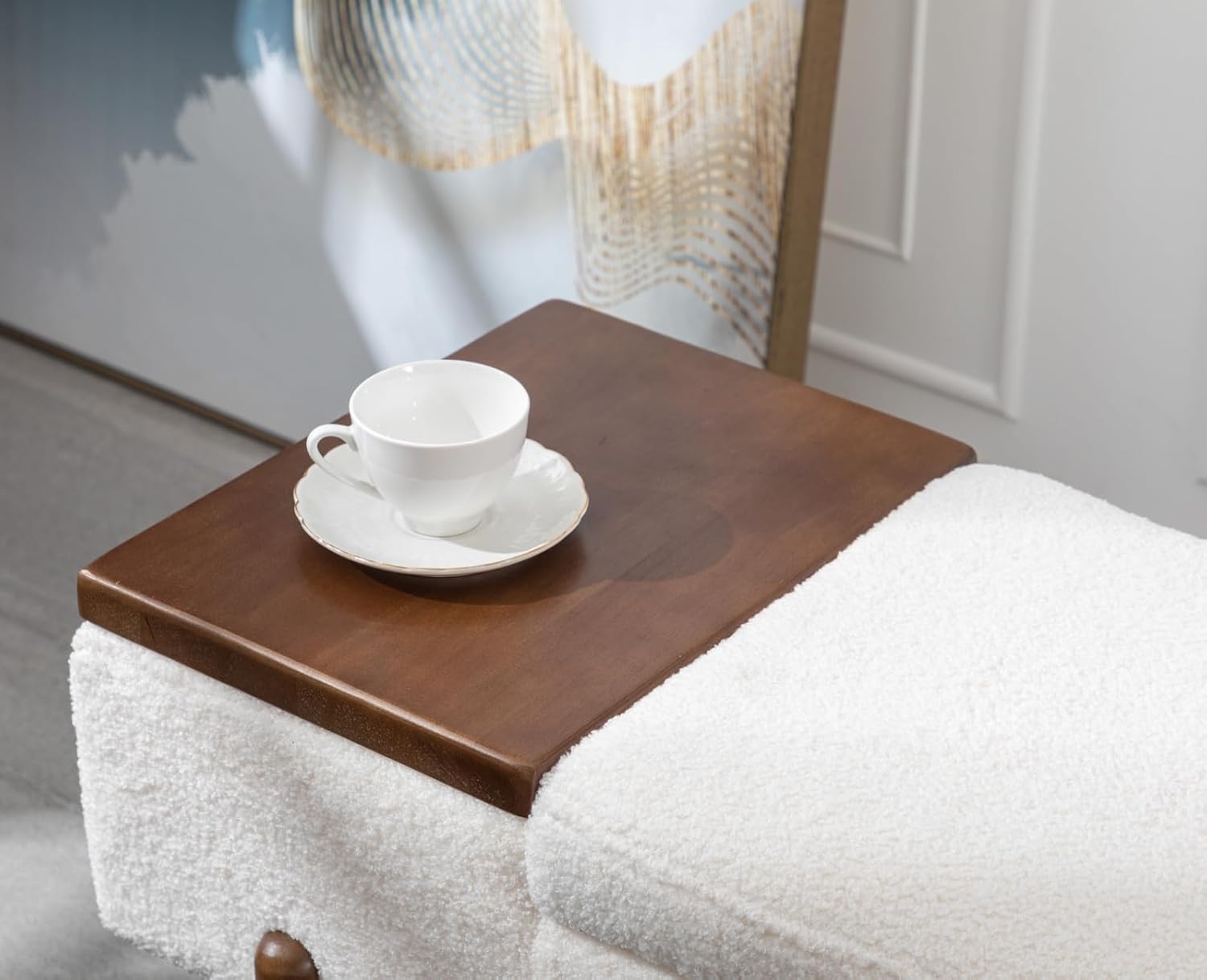 Modern Storage Bench for Bedroom End of Bed Sherpa Upholstered Ottoman Bench with Storage and Wood Shoe Rack Farmhouse Long Seating Bench