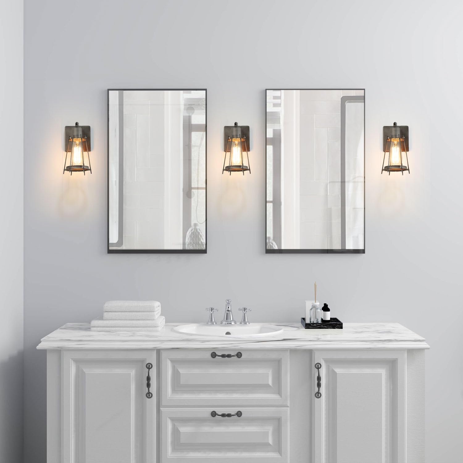 Sconces Wall Lighting, Industrial Brushed Silver Indoor Wall Sconce Light Fixture for Bathroom Bedroom Hallway