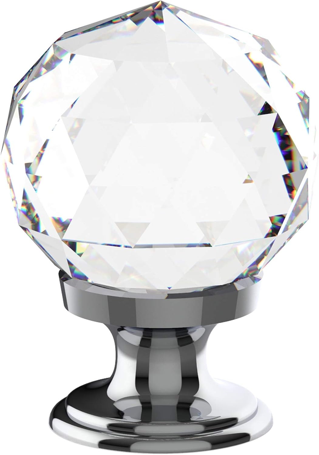 10 Pack Clear Crystal with Chrome Plated Drawer Knobs, 1-1/5 Inch(30mm) Cabinet Knobs Round Diamond Crystal Knobs for Drawers