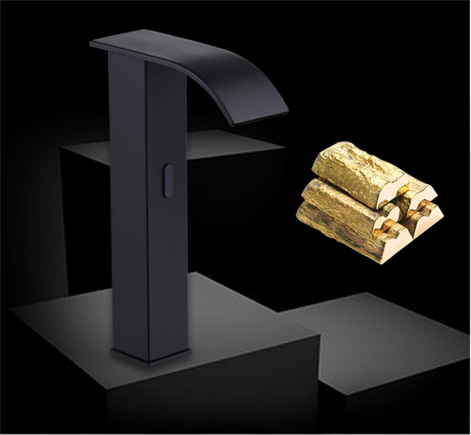 Automatic Touchless Vessel Sink Faucet Black Motion Sensor Bathroom Faucets Touch Free Battery Powered or Plug in Sensor Eletronic Faucet