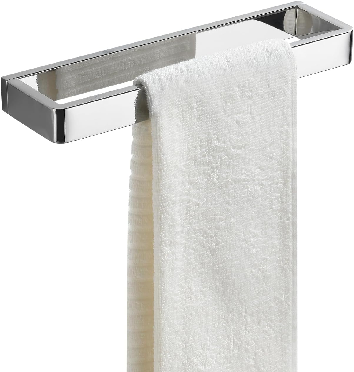 Bathroom Towel Bar Chrome, 11.8 Inch 304 Stainless Steel Bath Accessories Towel Rack Hanger, Bathroom Kitchen Square Hand Towel Holder Wall Mounted