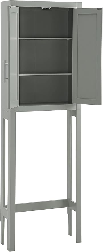 Over The Toilet Storage Cabinet and Bathroom Organizer with Shelves, Gray