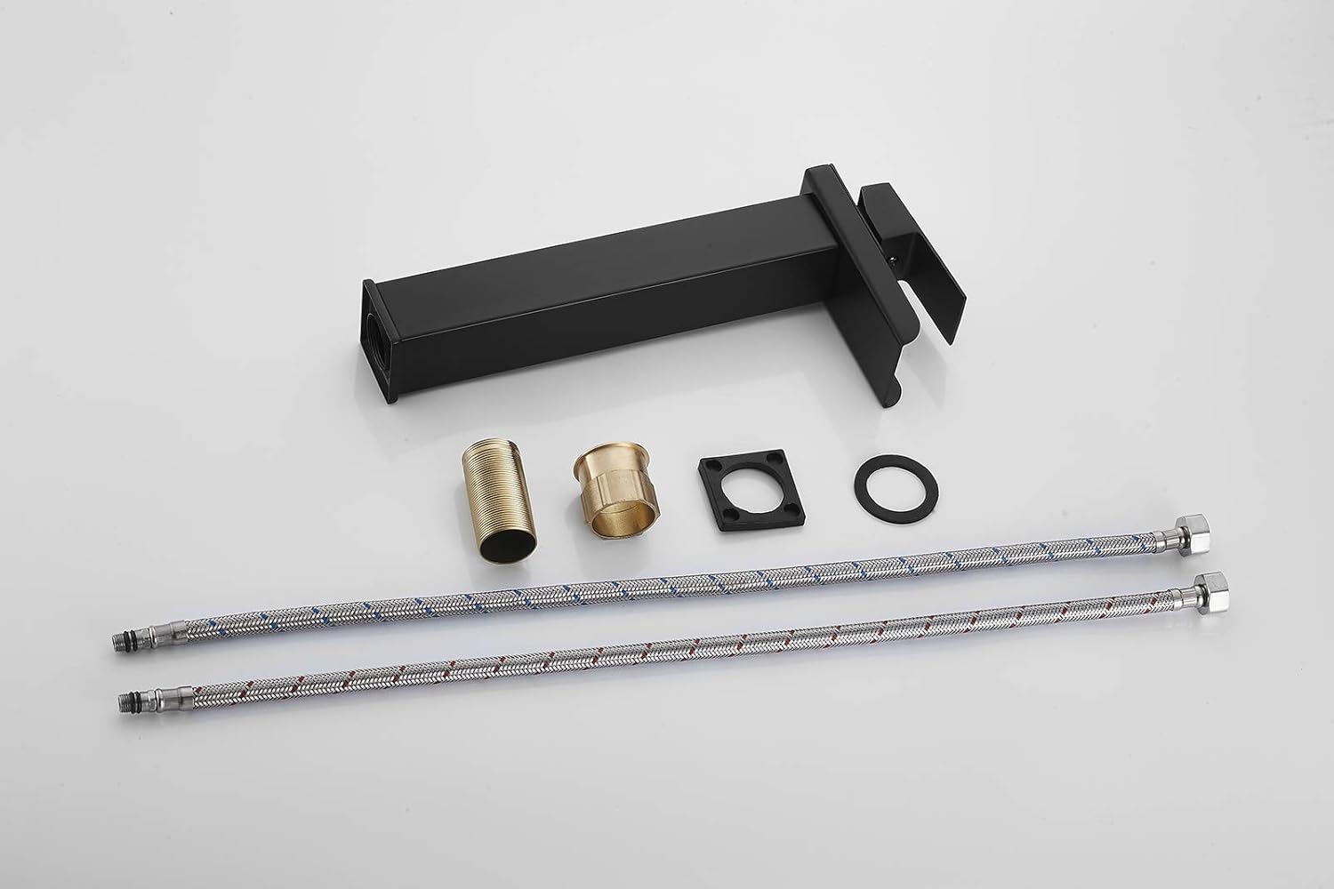 Bathroom Vessel Sink Faucet Black Waterfall Spout Single Handle One Hole Bowl Sink Faucet Tall Body Modern Vanity Faucet Lavatory Mixer Tap Deck Mount