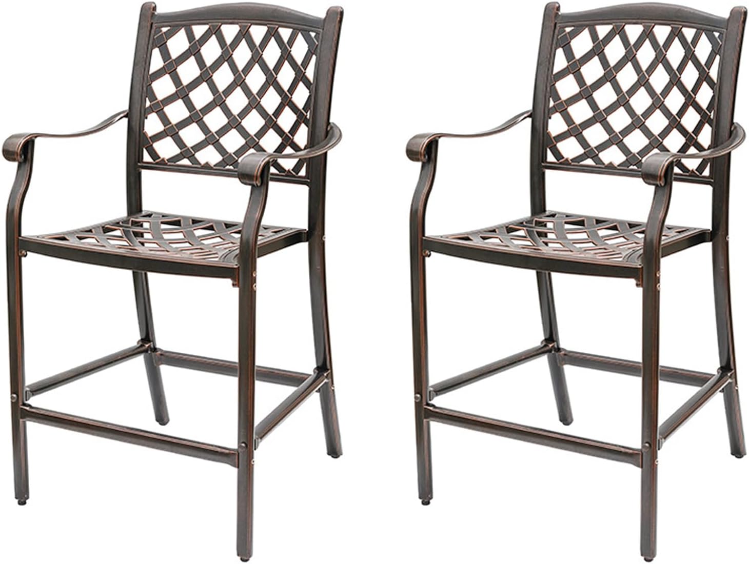 3/4-Piece Patio Bar Stools Set Cast Aluminum Outdoor Bar Height Bistro Set w/Cushion Bar Chairs & High Table w/Umbrella Hole