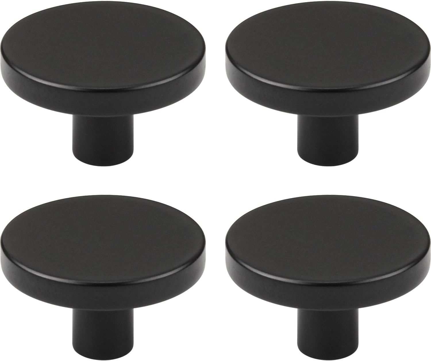 4Pcs 1.26“x0.78” Matte Black Solid Brass Cabinet Knobs Home Decoration Round Kitchen Knobs Dresser Drawer Knob Handles