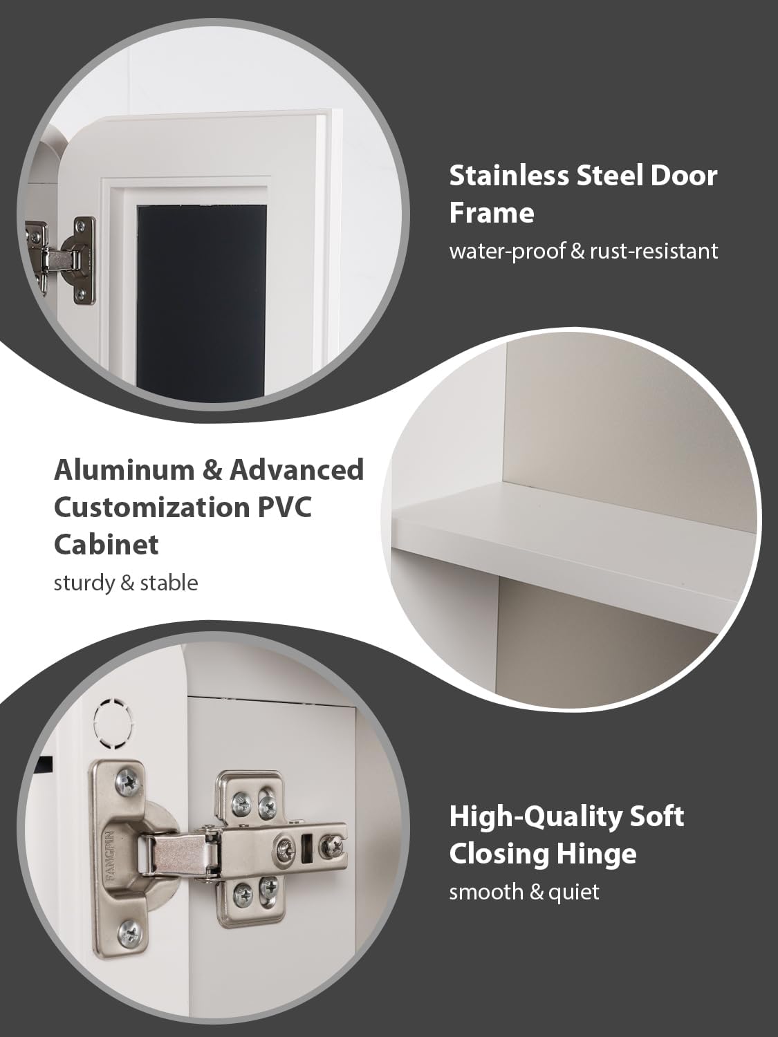 23.5" x 27.5" Medicine Cabinets for Bathroom with Mirror Surface Wall-Mounted Stainless Steel Framed Beveled Mirror, Double Door Metal Bathroom Vanity Mirror