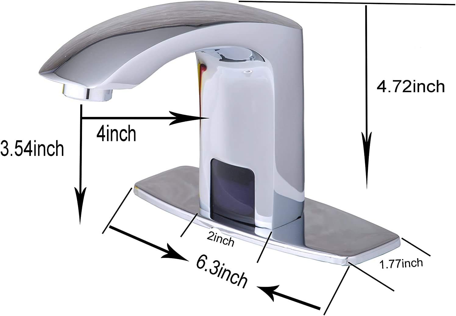 Automatic Bathroom Sink Faucet with Hole Cover Plate Sensor Touchless Dual-Powered Chrome Vanity Faucets Hands Free Motion Sensor Bathroom Water Tap