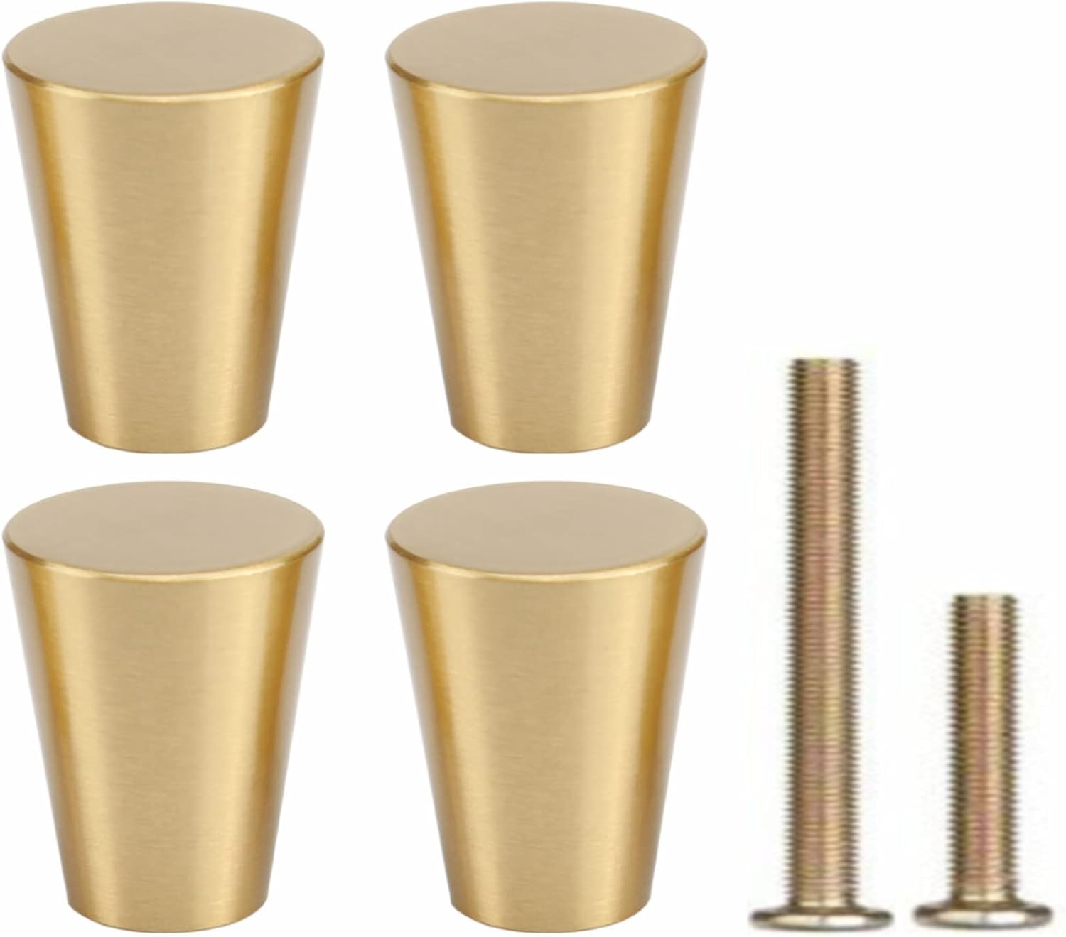 4Pcs 0.79"x0.98" Solid Brass Cabinet Knobs Handle Cone Shoe Book Drawer Knob Handle (Brass)