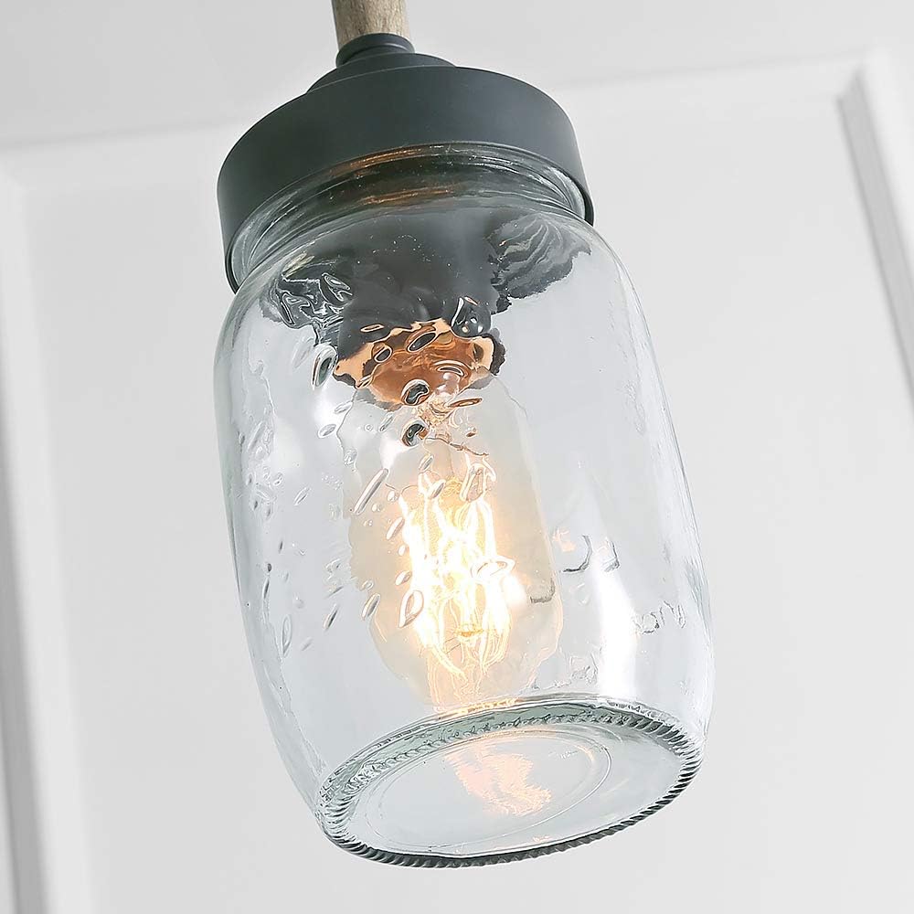 Mason Jar Lights, Farmhouse Mini Chandelier for Kitchen Island in Metal Finish