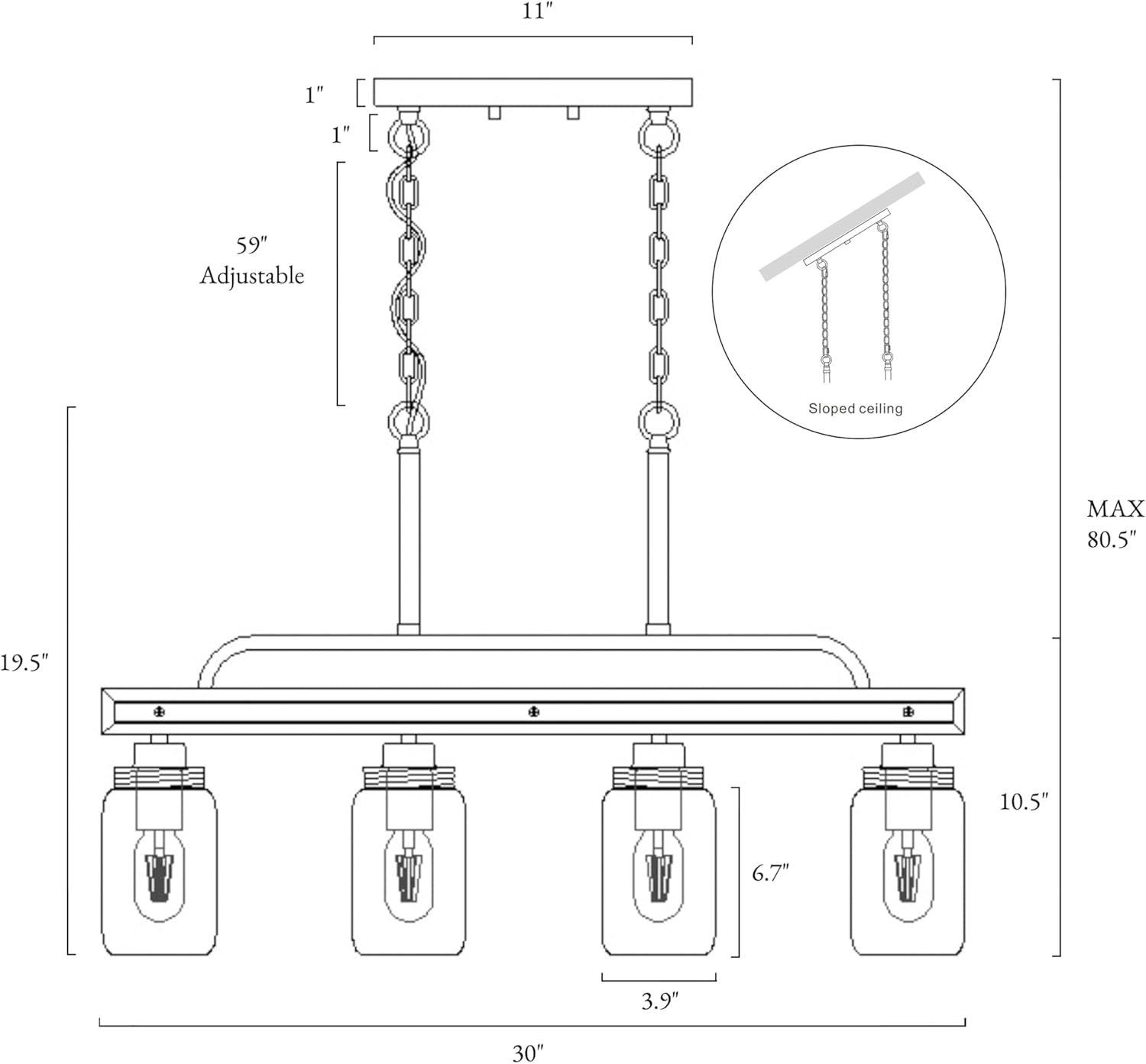Rustic Mason Jar Chandelier Light Fixture