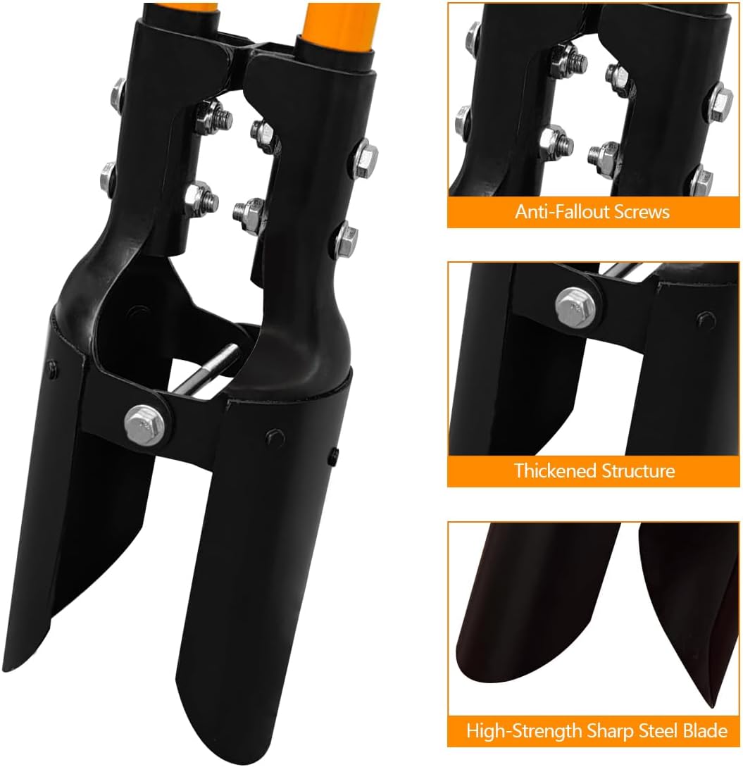 Post Hole Digger Tool, Heavy Duty Post Hole Digger with Fiberglass Handle, 58 Inches