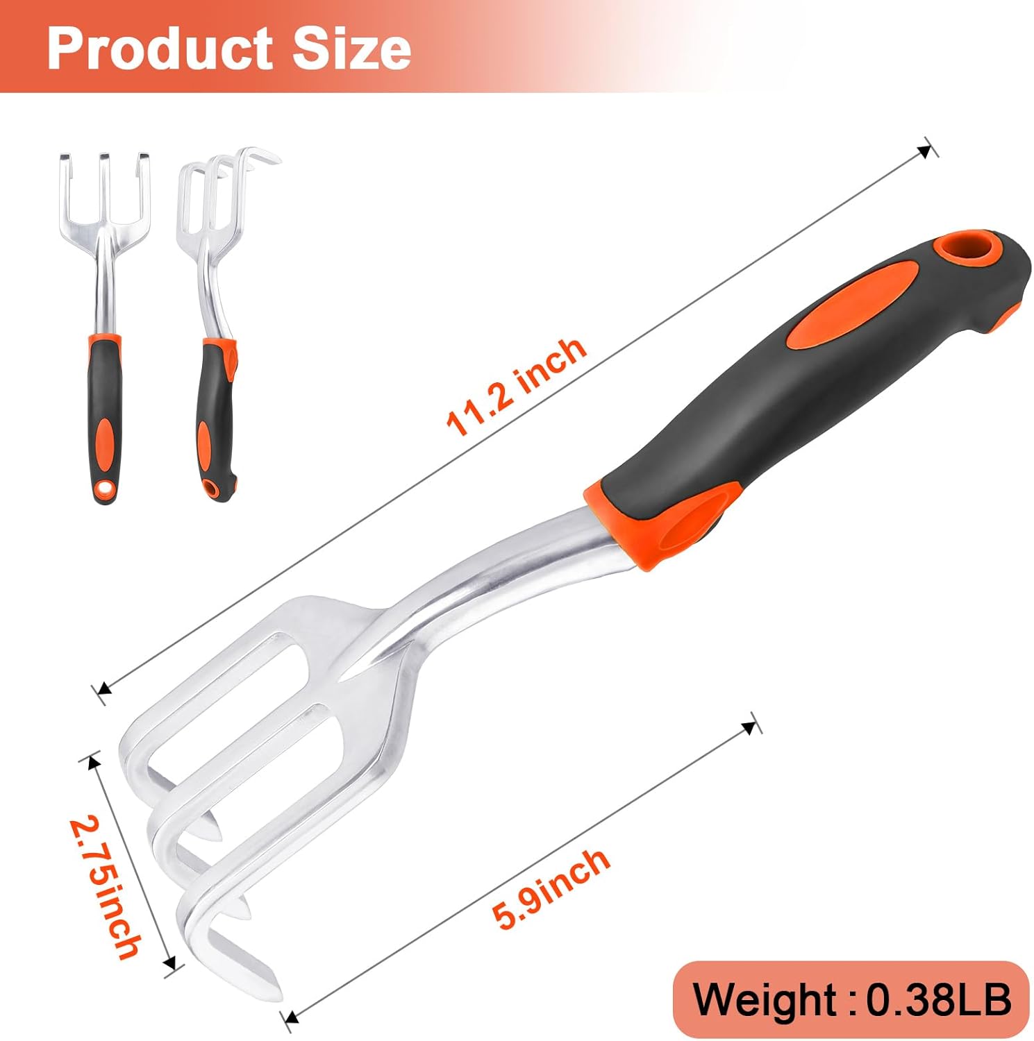 Hand Rake Garden Tool, Heavy Duty Hand Cultivators for Gardening, Small Garden Claw Tool Garden Hand Rake with Ergonomic Handle