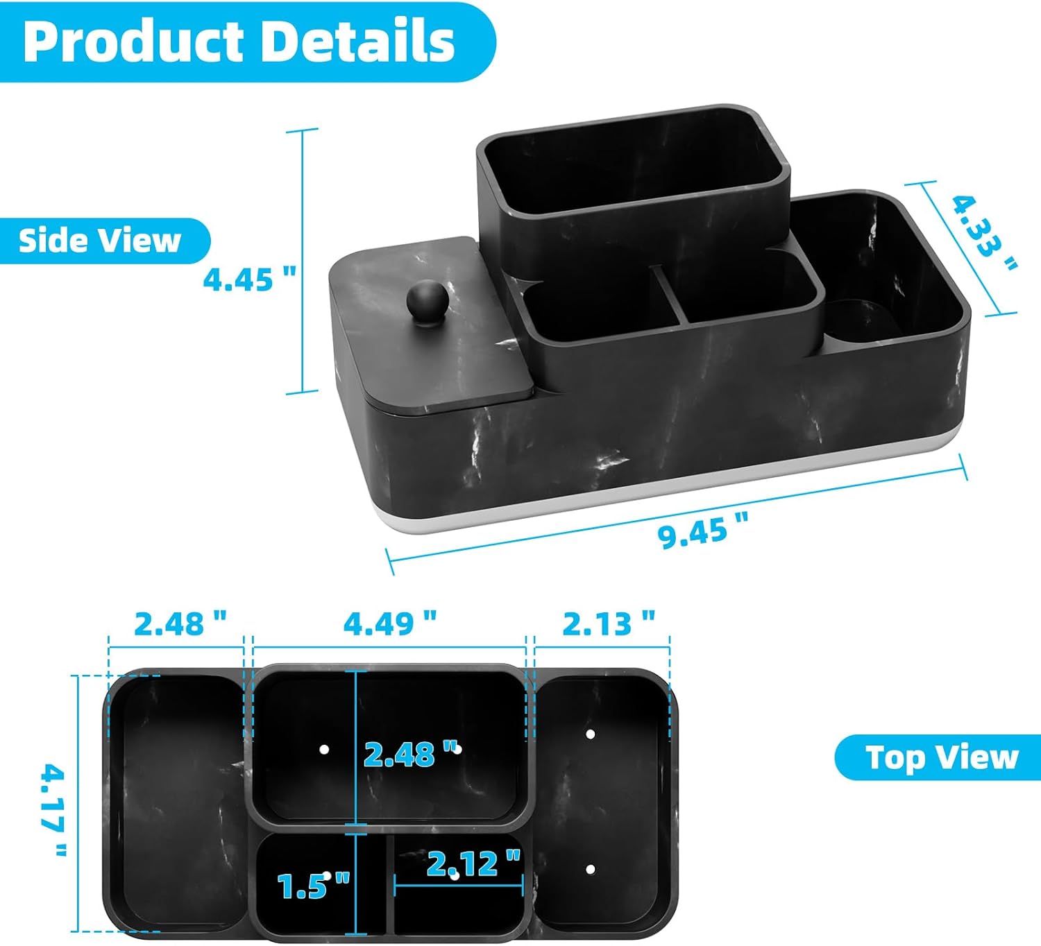 Bathroom Counter Organizer, Toothbrush Holder for Bathroom, Resin Bathroom Organizer Countertop Storage