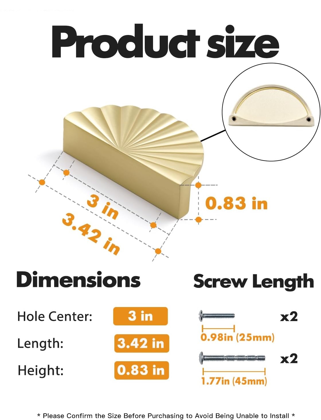 5 Pack Brushed Gold Cabinet Pulls 3" Hole Center Cup Flat Brass Drawer Pulls Kitchen Cupboard Bathroom Dresser Cabinet Hardware Handles Zinc Alloy